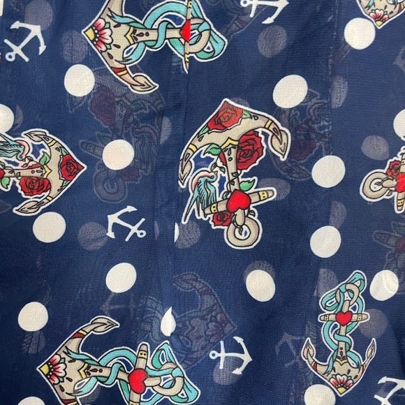 Hell Bunny Oceana Nautical Sailor blouse polka dot anchor print Size small - Picture 9 of 10